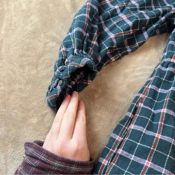 MADEWELL Cotton 'Colette' Green Western Plaid Mini Tiered Shirt Dress - Sz 4 - Picture 5 of 12